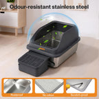 Stainless Steel Cat Litter Box Big Cats Kitten High Sided Easy Clean Grey
