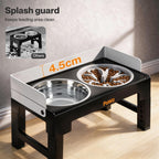 Elevated Dog Bowls Pet Feeder 6 Height Adjustable Raised Food Water Large - Grey