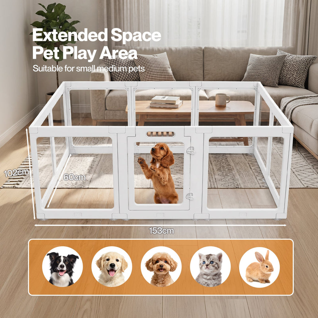 Dog Playpen 60cm Height Acrylic Clear Foldable DIY Dog Pen Indoor Use