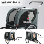 Pet Stroller Bike Trailer Stroller Foldable Pet Trailer 3-IN-1 Outdoor With Sunroof