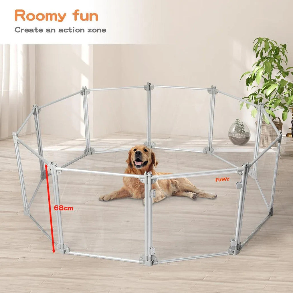 Pet Playpen Transparent Acrylic Clear Folding Dog Fence Kennel