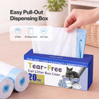 Cat Litter Bags 45 x 50cm 10kg 2Rolls 40ct Drawstring HDPE White Blue