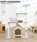 Cat Tree Scratching Post with Wood Condo 138cm