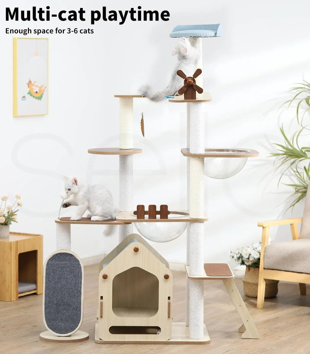 Cat Tree Tower with Wood House 168cm