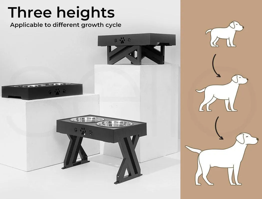 Elevated Pet Feeder Food Water Double Bowl