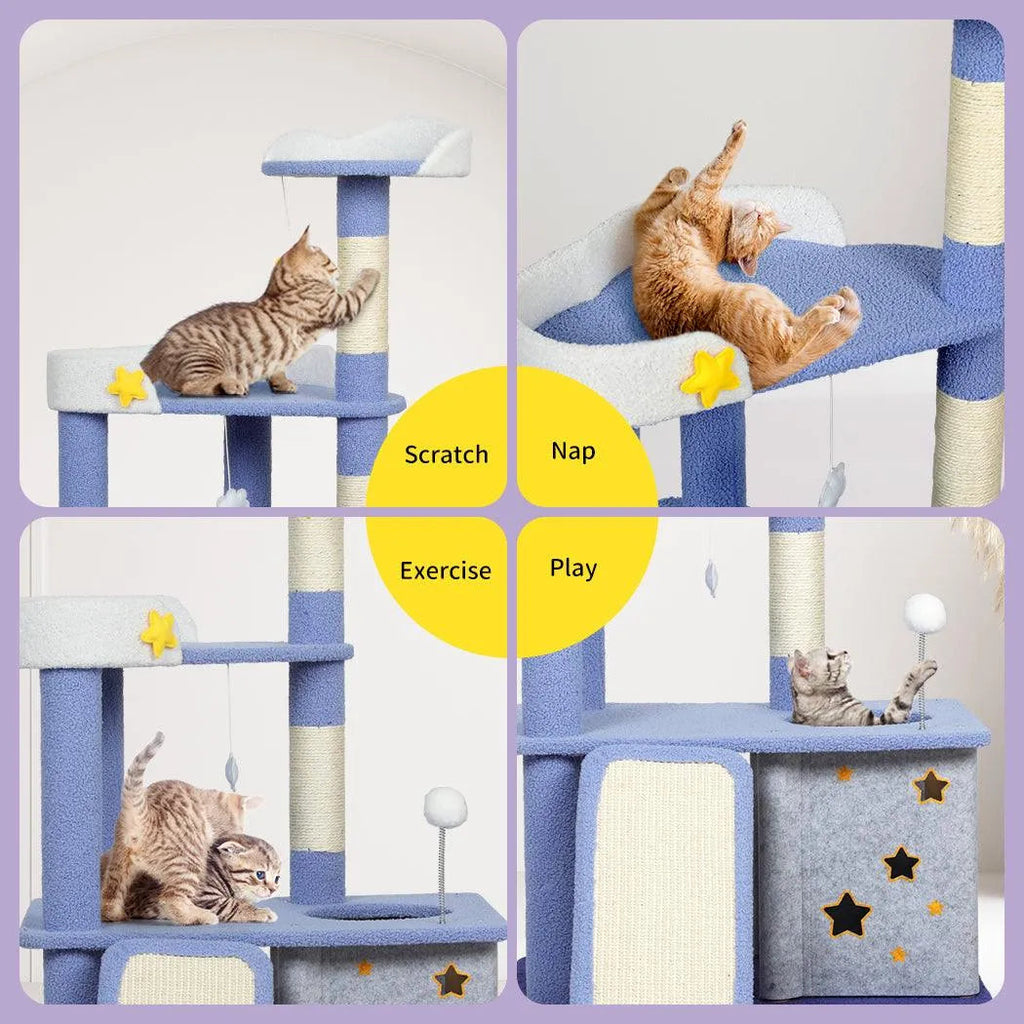 Cat Tree Post Scratching Multi-Level - Blue