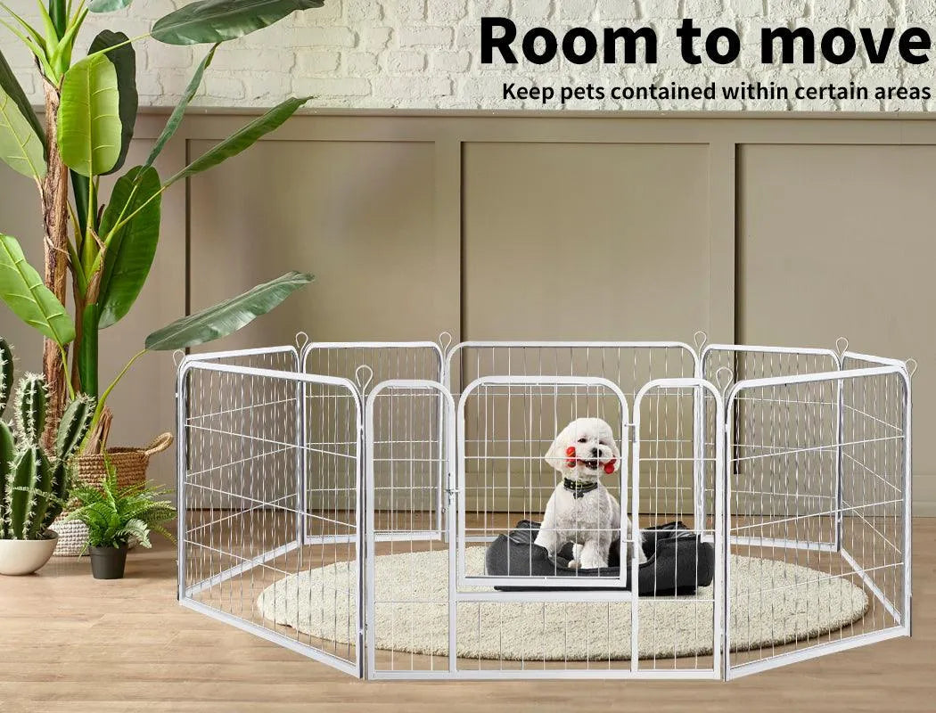 8 Panel Dog Playpen White