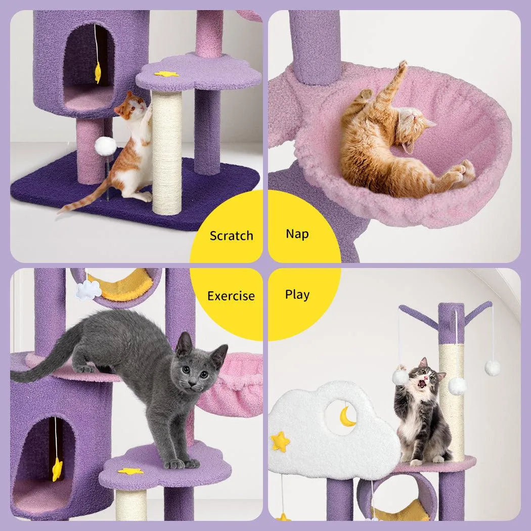 Cat Tree Condo Scratching Post Multi-Level - Purple