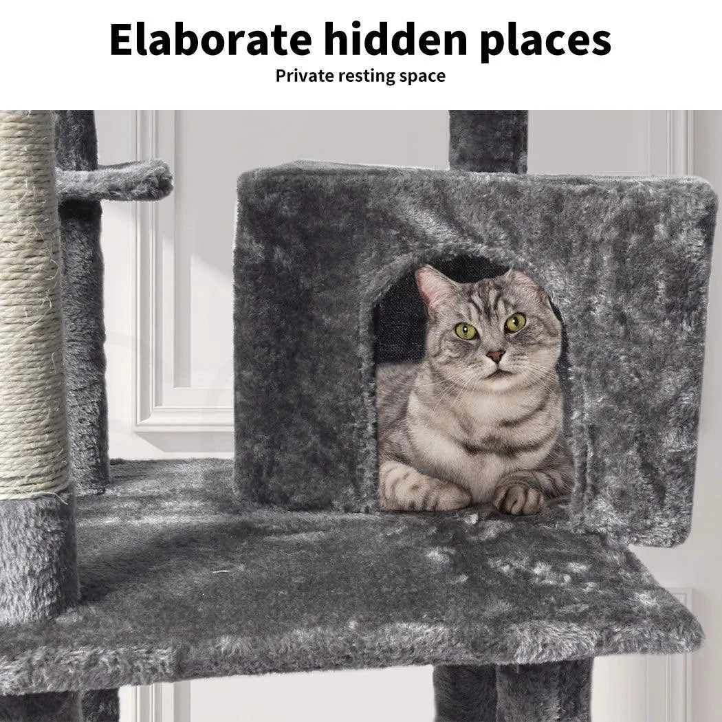 Wooden Cat Tower Scratching Climbing Post 130cm