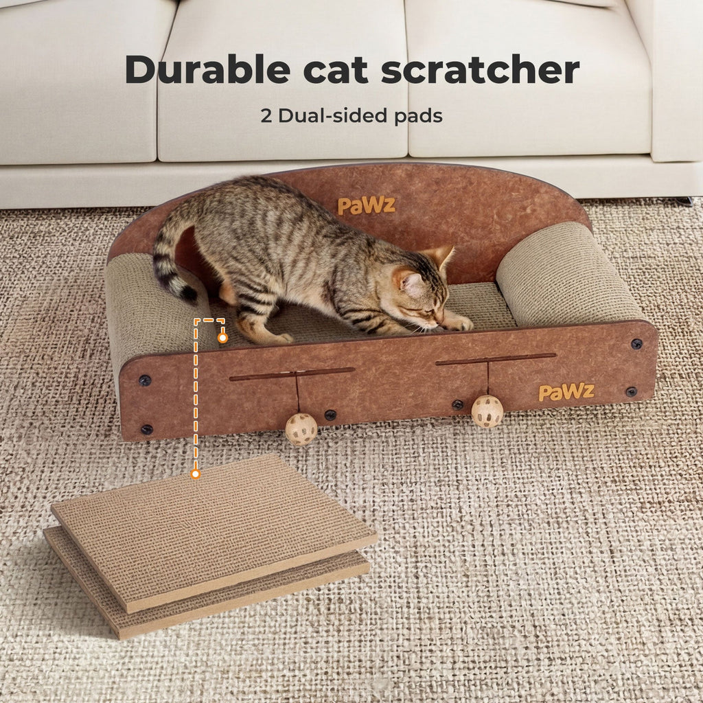 Cat Scratcher Scratching Board Corrugated Cardboard Scratch Bed Toy 2 Balls
