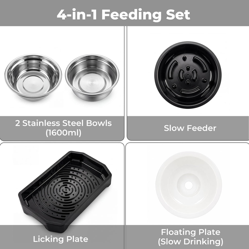 Raised Dog Bowls Adjustable Elevated Feeder Slow Feeder Lick Mat Foldable