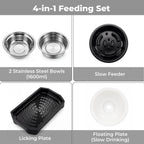 Raised Dog Bowls Adjustable Elevated Feeder Slow Feeder Lick Mat Foldable