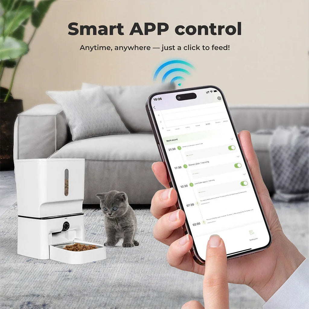 2-in-1 Automatic Pet Cat Dog Feeder Laser Toy WiFi Smart Food Dispenser App