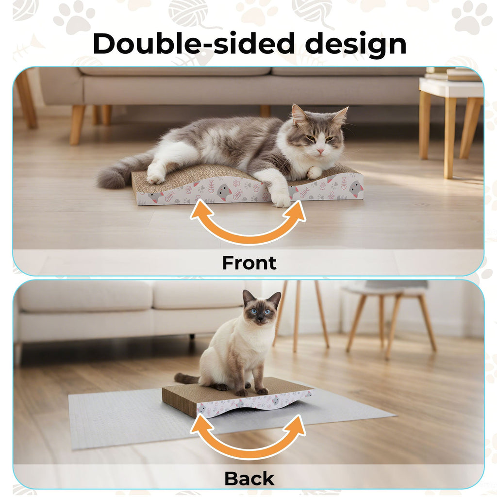 4X Cat Scratcher Board Bed Double-Sided Stackable Scratching Cardboard Toy