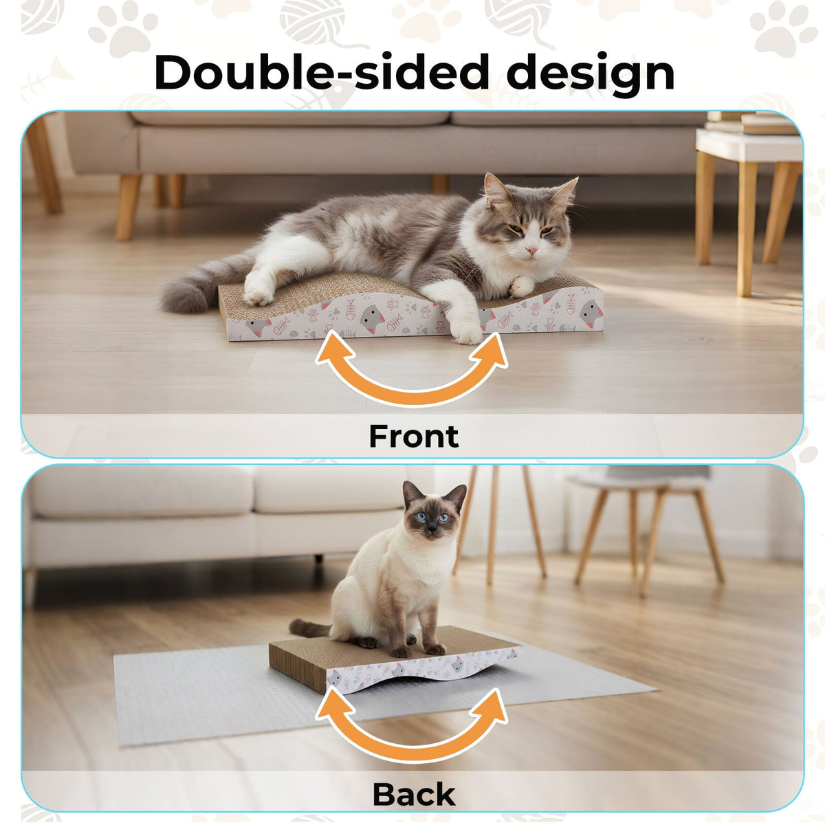 4X Cat Scratcher Board Bed Double-Sided Stackable Scratching Cardboard Toy