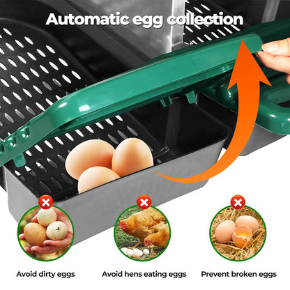 Chicken Hen Coop Hutch 3 Hole Inside Outside Roll Away Lay Egg Nesting Box