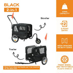 Pet Stroller Bike Trailer Stroller Foldable Pet Trailer 2-IN-1 Outdoor With Sunroof