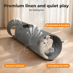 Large Cat Tunnels 3 Pcs Modular Foldable Linen Tube Kittens Cat Toys