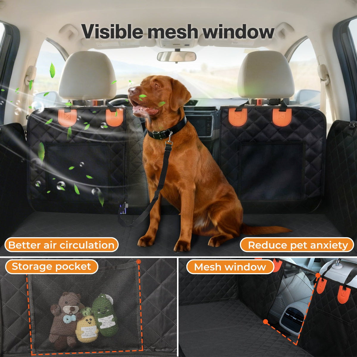 Dog Car Seat Cover Waterproof Pet Back Seat Hammock Safety Protector