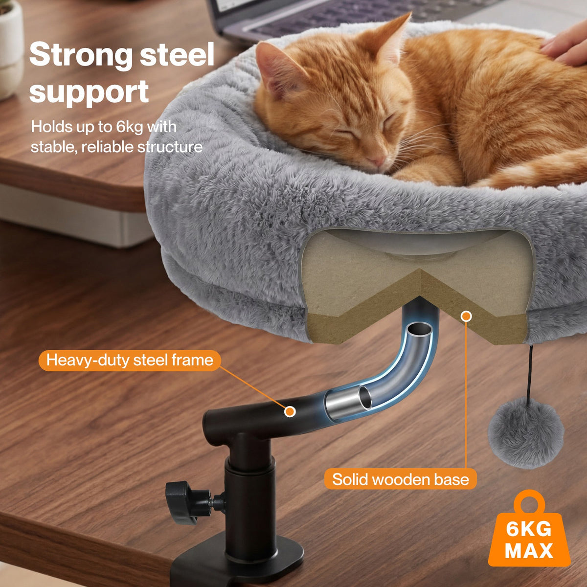 360° Rotating Cat Bed Hammock Hanging Cozy Washable Removable Breathable