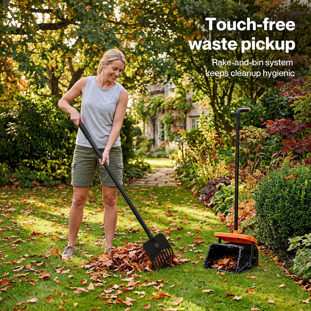 Pooper Scooper Rake Kit Long Handle Dog Poop Picker Easy Pickup Outdoor