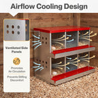 Chicken Nesting Box 6 Hole 2-Tier Roll Away Egg Collection Galvanized Coop