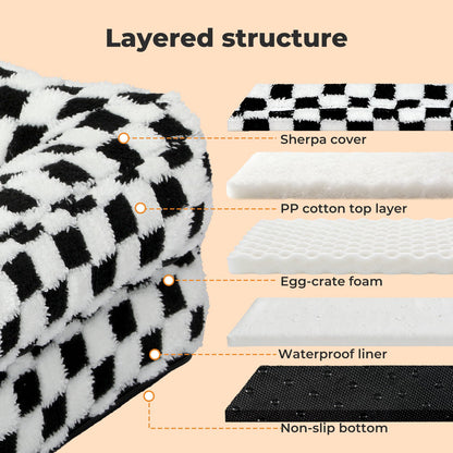 Orthopedic Dog Bed Pet Mat Calming Checkered Plush Sofa Washable