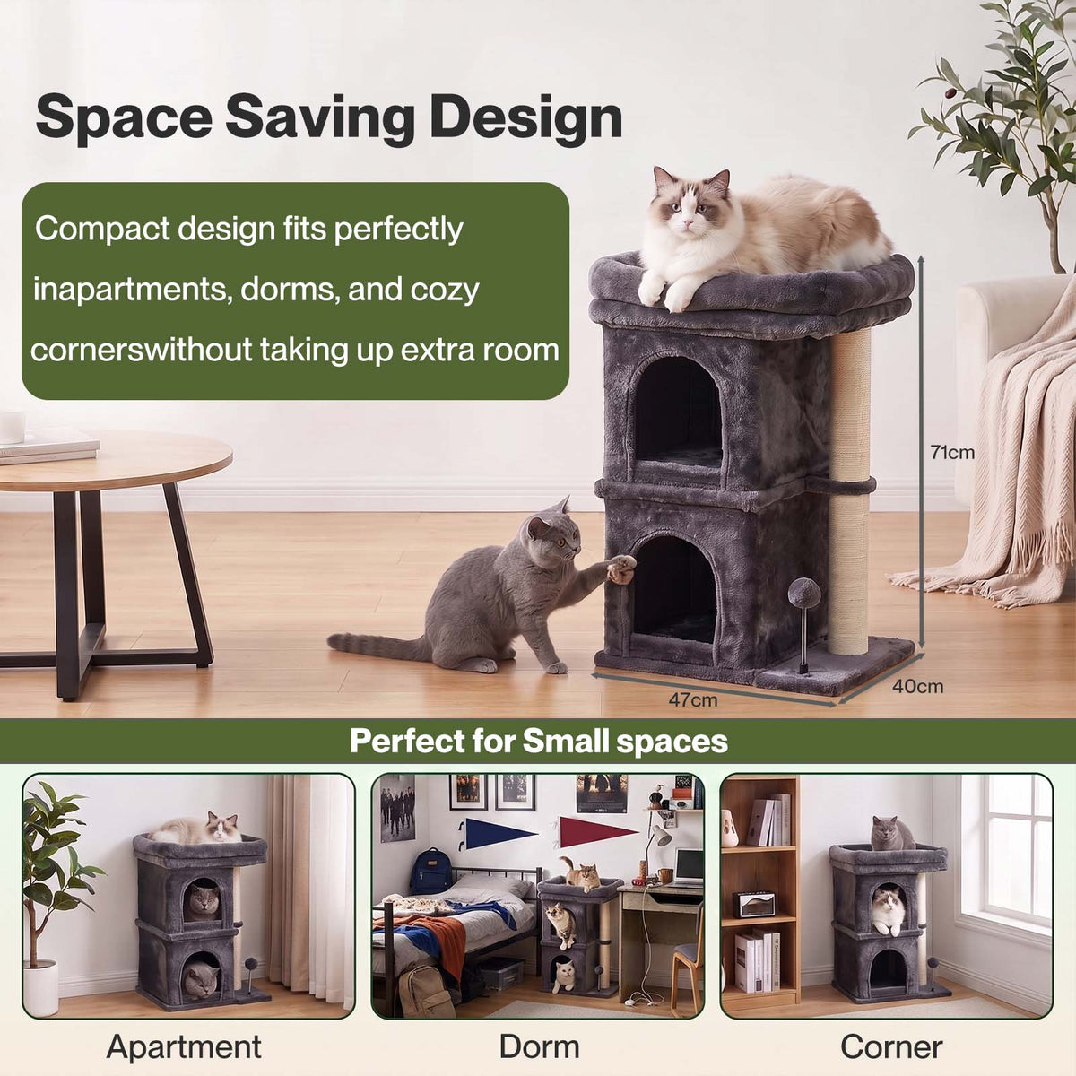 Cat Tree Cat Tower Top Perch Sisal Post E1 Particle Board Dark Grey
