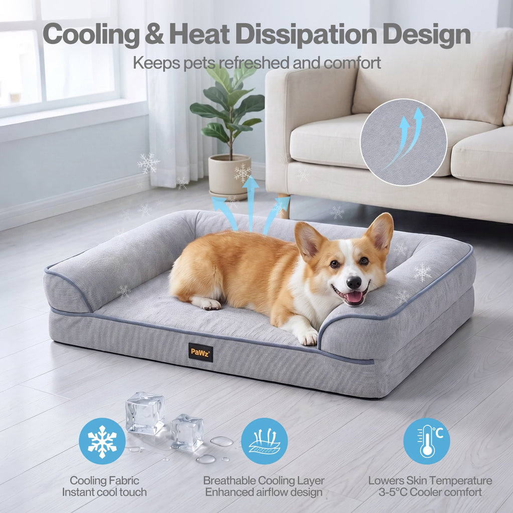 Cooling Orthopedic Dog Bed Waterproof Lining Washable Memory Foam Pet Bed