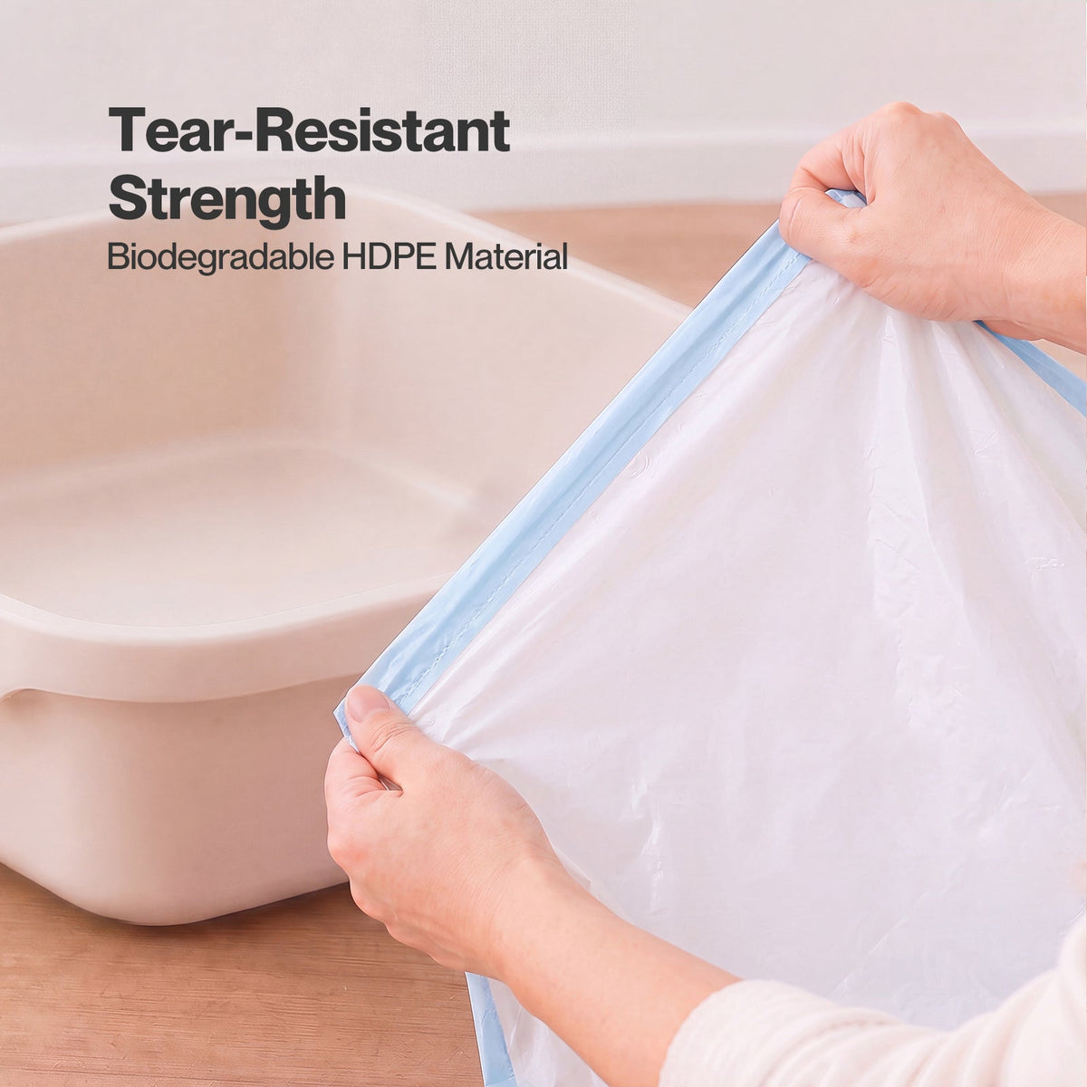 Cat Litter Bags 45 x 50cm 10kg 2Rolls 40ct Drawstring HDPE White Blue