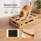Cat Nail File Scratcher Large Solid Wood with Toy Balls for Indoor Cats