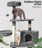 Wooden Cat Tower Scratching Climbing Post 130cm