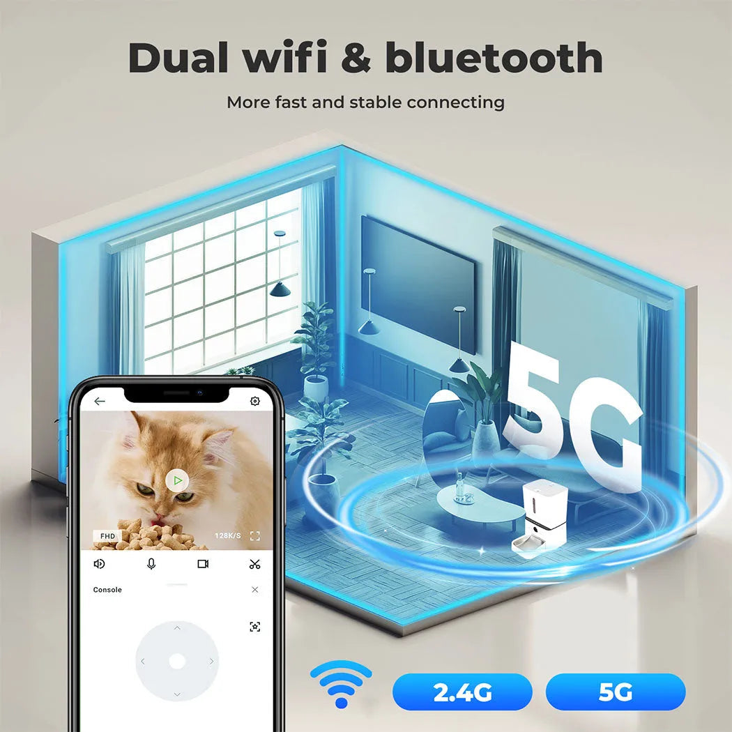 2-in-1 Automatic Pet Cat Dog Feeder Laser Toy WiFi Smart Food Dispenser App