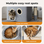 Pawz Cat Tree Tower Scratching Post Scratcher 206cm Climbing Tree House Bed Grey