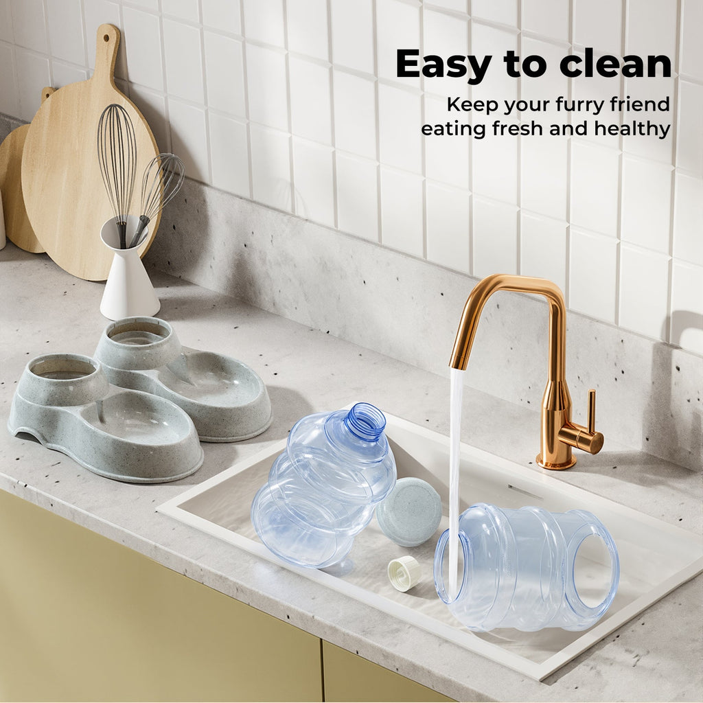 Automatic Pet Feeder Water Dispenser Set 3.5L Cat Dog Gravity Food Bowl