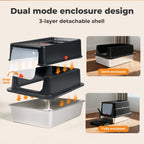 Stainless Steel Cat Litter Box Large Enclosed Removable Kitty Toilet
