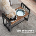 Adjustable Height Pet Feeder Elevated Dual Raised Bowl