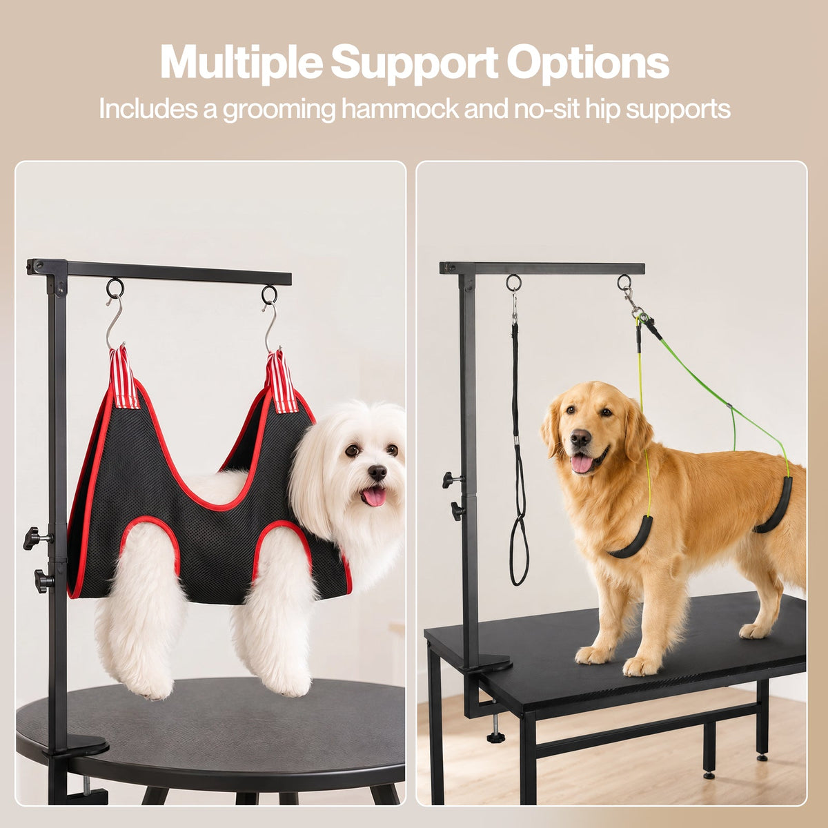 Dog Grooming Hammock Table Arm Adjustable 70-97cm Steel Clamp 2 Holders
