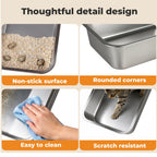 Stainless Steel Cats Litter Box 10cm Height Small Animals Easy Entry Clean