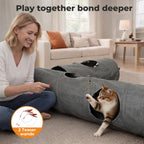 Large Cat Tunnels 3 Pcs Modular Foldable Linen Tube Kittens Cat Toys