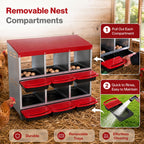 Chicken Hen Coop Hutch 6 Hole Double Layer Roll Away Lay Egg Nesting Box