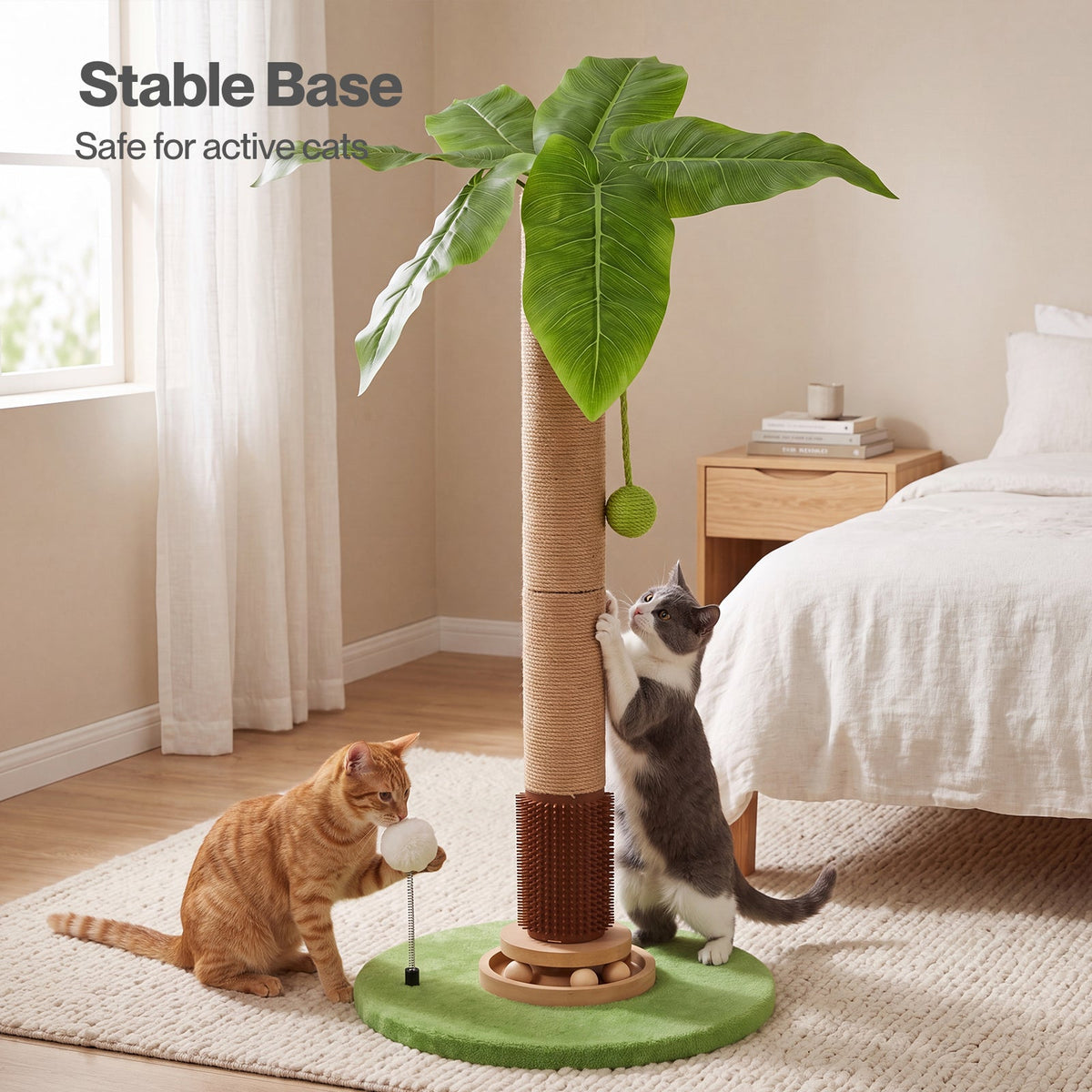 Cat Scratching Post 77cm Palm Tree Cat Scratcher Balls Sisal Green