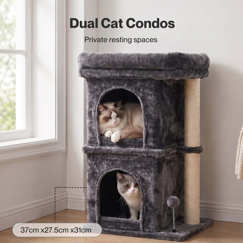 Cat Tree Cat Tower Top Perch Sisal Post E1 Particle Board Dark Grey