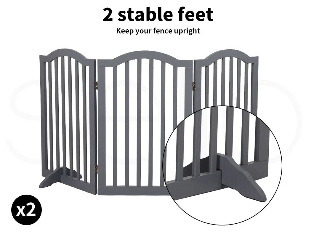Freestanding Wooden Pet Gate Door 3/4 Panels