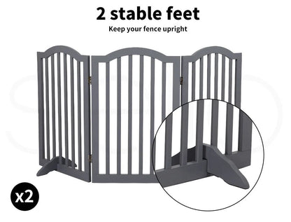 Freestanding Wooden Pet Gate Door 3/4 Panels
