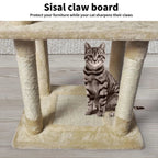 Wooden Cat Tower Scratching Climbing Post 130cm