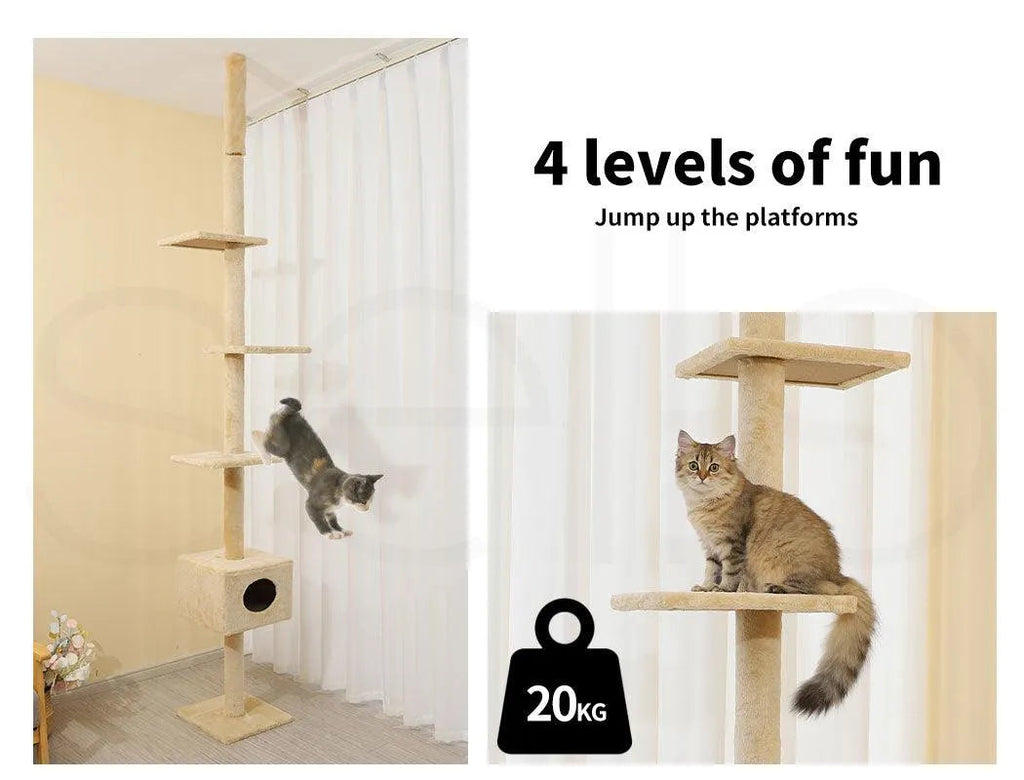 Cat Scratching Post Tree Beige