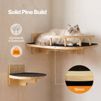 Cat Wall Shelves Corner Cat Tree with Guard Rail,15mm Pine Wood