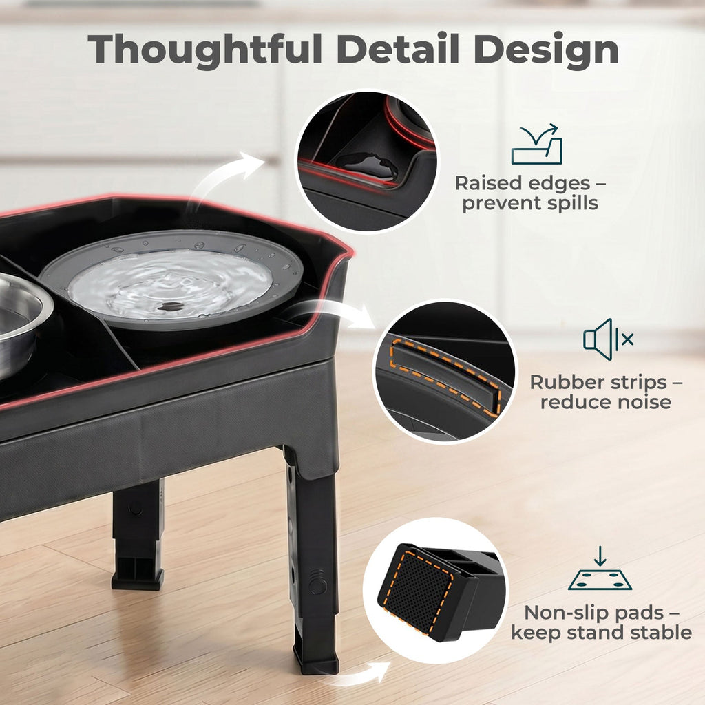 Raised Dog Bowls Adjustable Elevated Feeder Slow Feeder Lick Mat Foldable