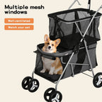 Pet Stroller 2-Tier Pram Dog Cat Carrier Foldable Large 4 Wheels Shopping